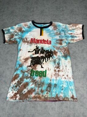 Vintage 1990 Mandela Freed Champion Tie Dye T Shirt USA Medium